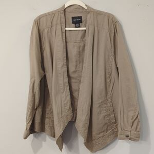 DKNY Tan Utility Jacket Linen‎ Cotton Open Front Size 22/24W